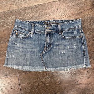 Abercrombie & Fitch Womens Stonewash Frayed Hem Mini Skirt Distressed Denim Sz 4
